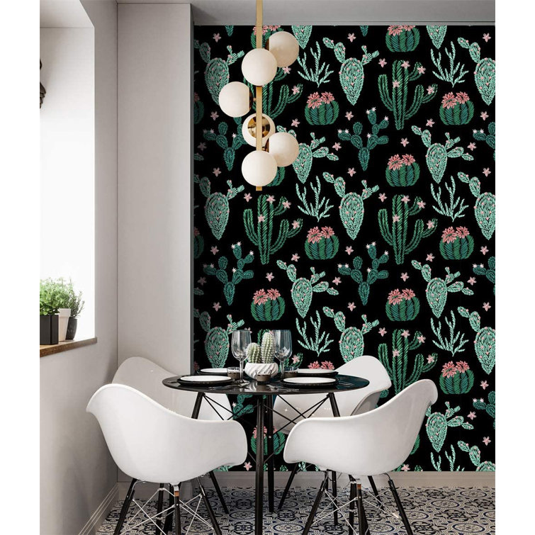 Dakota Fields 93026 Cactus Peel and Stick Wallpaper Removable Black